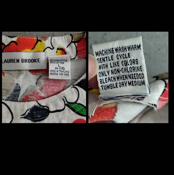 Lauren Brooke Crew Neck floral Hawaiian shoulderpads button shoulders blouse - Picture 4 of 16